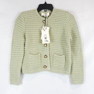 ba&sh Gaspard Button-Up Cotton-Blend Cardigan In Sage Women's Size 0/XS - NWT
